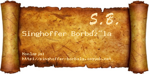 Singhoffer Borbála névjegykártya